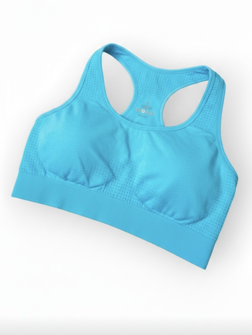 NVGTN Bright Sky Blue Seamless Racerback Sports Bra Small | Padded Gym Workout T
